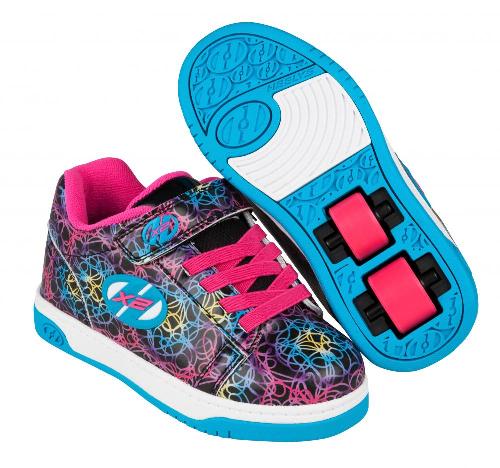 HEELYS DUAL UP X2 BLACK/CYAN/NEON MULTI